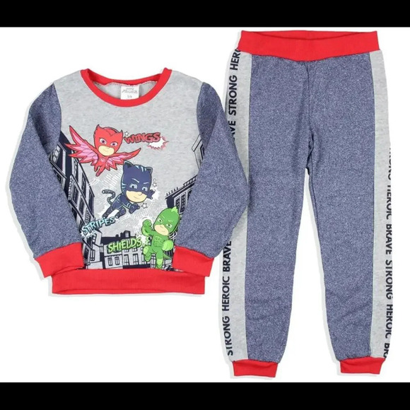 NWT PJ Masks Boys' Wings Stripes Shields Pullover & Jogger 2 Pc Outfit Set 18M - Picture 2 of 15